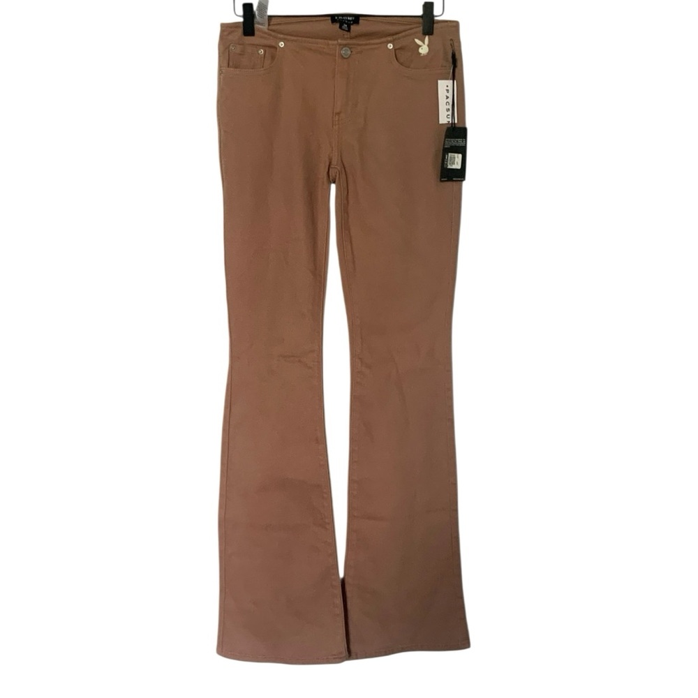NWT PLAYBOY x PacSun Tan Brown Size 24 Boot Cut Flare Low-Rise Denim Pants